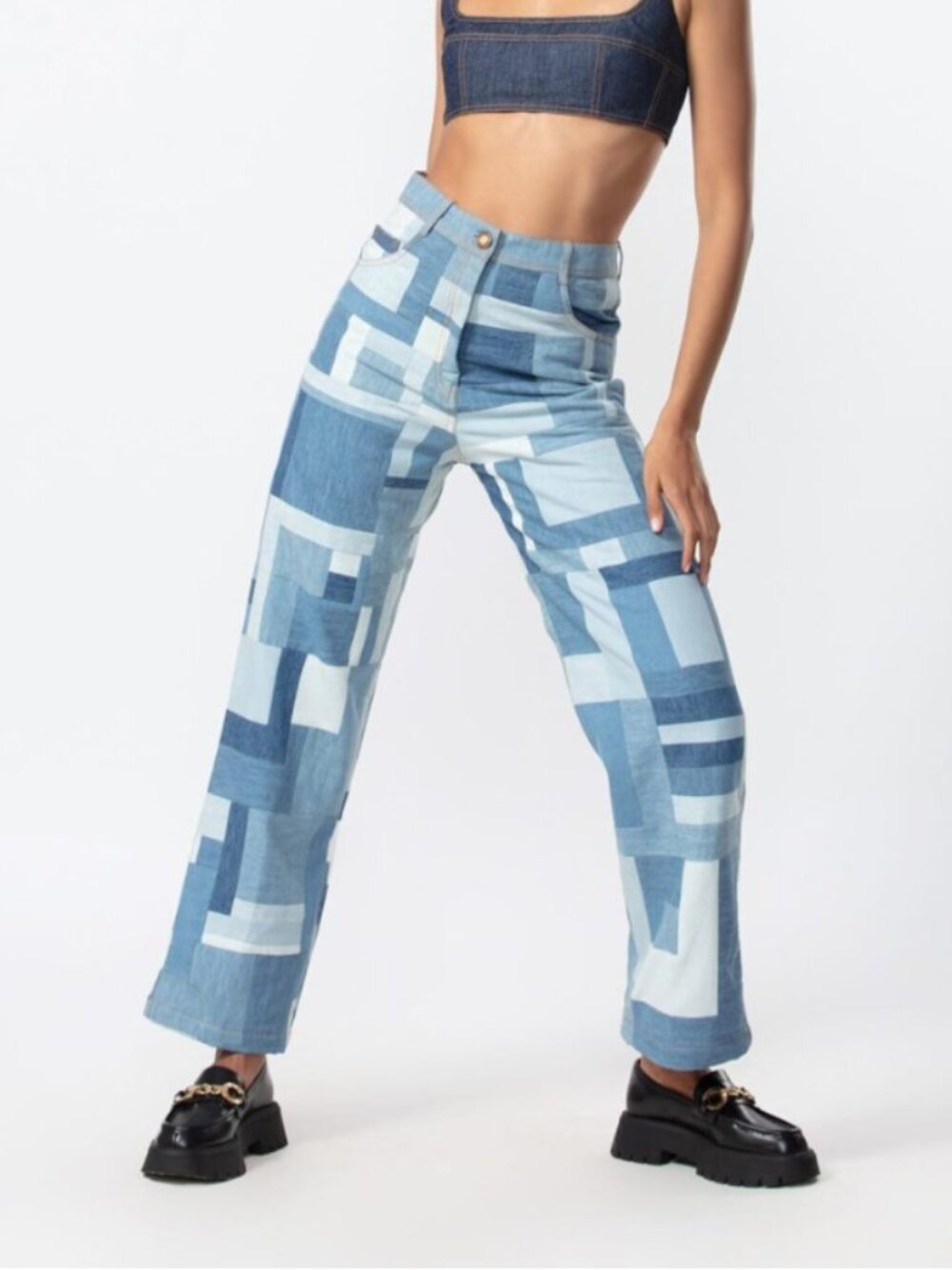 New Saaksha & Kinni Tri Colour Patchwork Jeans Size S